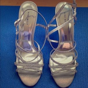 Nine West silver sparkle heels